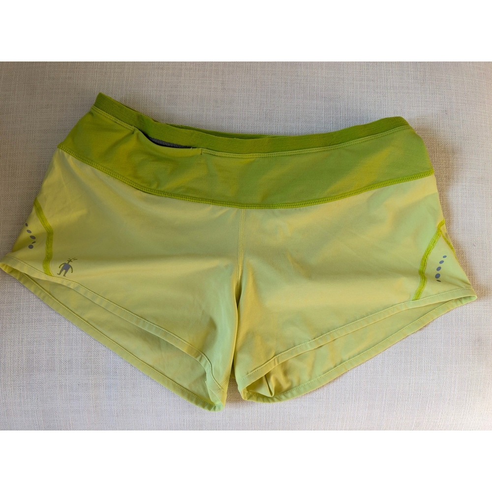 Smartwool PhD Women Run Shorts Size Small Merino Wool Lined Lime Green 3" 2014